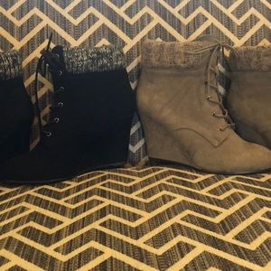2 pr. NWOT sz 9 boots w/sweater top 1 blk 1 tan